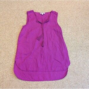 Company Ellen Tracy 100% Linen Tank Top Womens S Purple Tassel Coastal